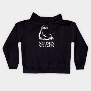 No pain no gain - Crazy gains - Nothing beats the feeling of power that weightlifting, powerlifting and strength training it gives us! A beautiful vintage design representing body positivity! Kids Hoodie